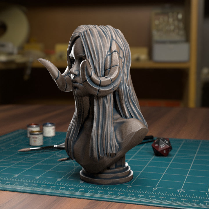 TytanTroll Miniatures: Horned Girl Bust-Bust-Ashdown Gaming
