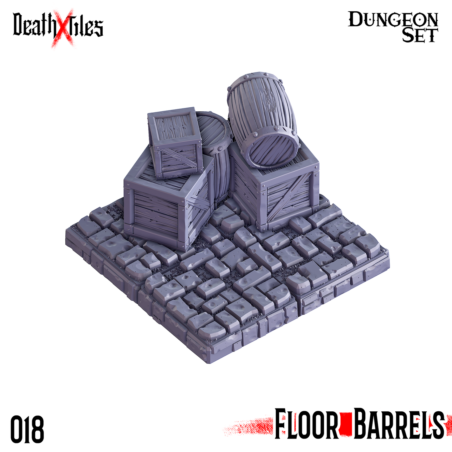 DeathXTiles - Dungeon Tile 018 Floor with Barrels
