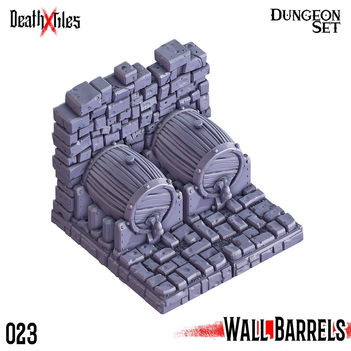DeathXTiles - Dungeon Tile 023 Wall with Barrels