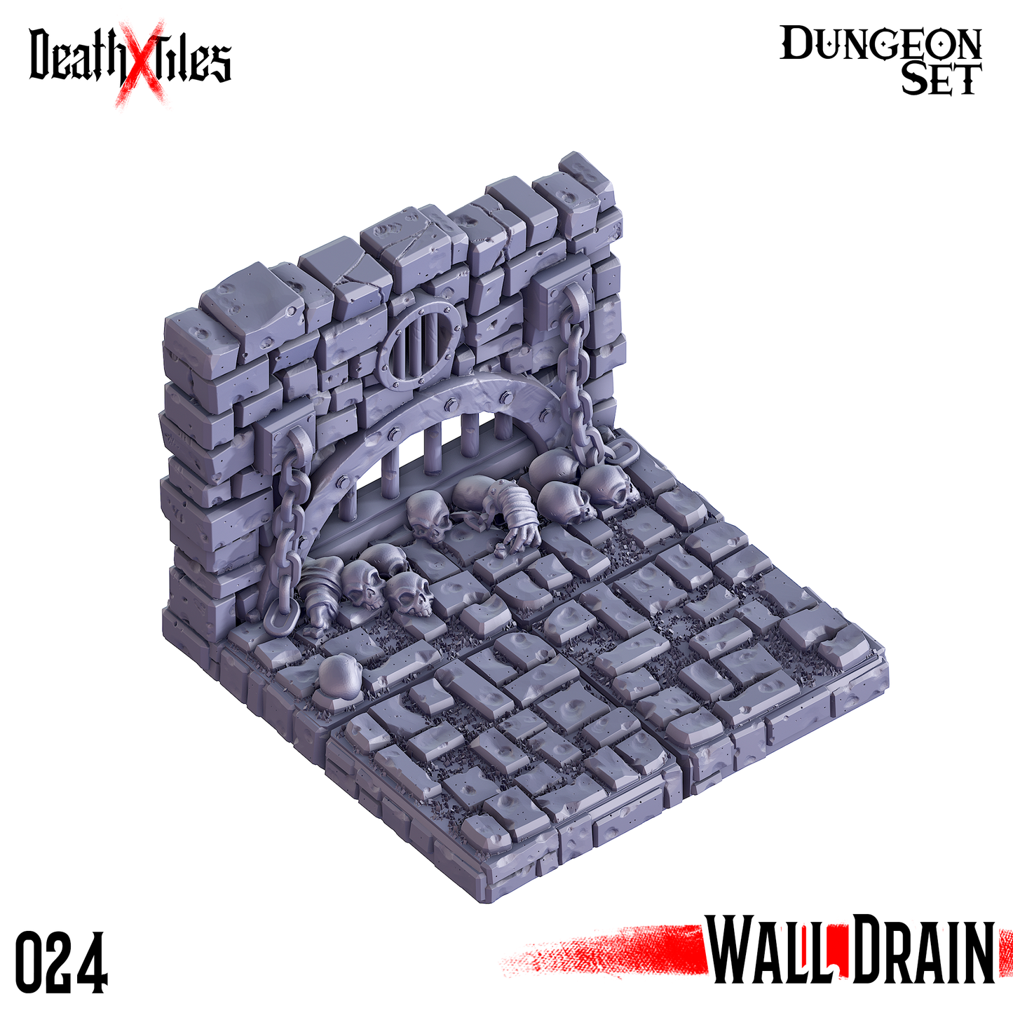 DeathXTiles - Dungeon Tile 024 Wall with Drain