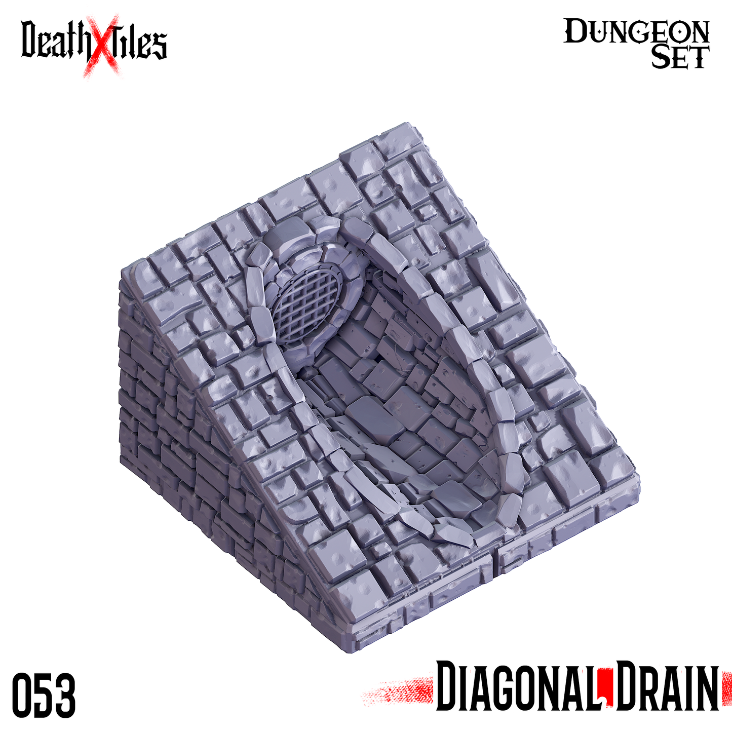 DeathXTiles - Dungeon Tile 053 Diagonal Drain