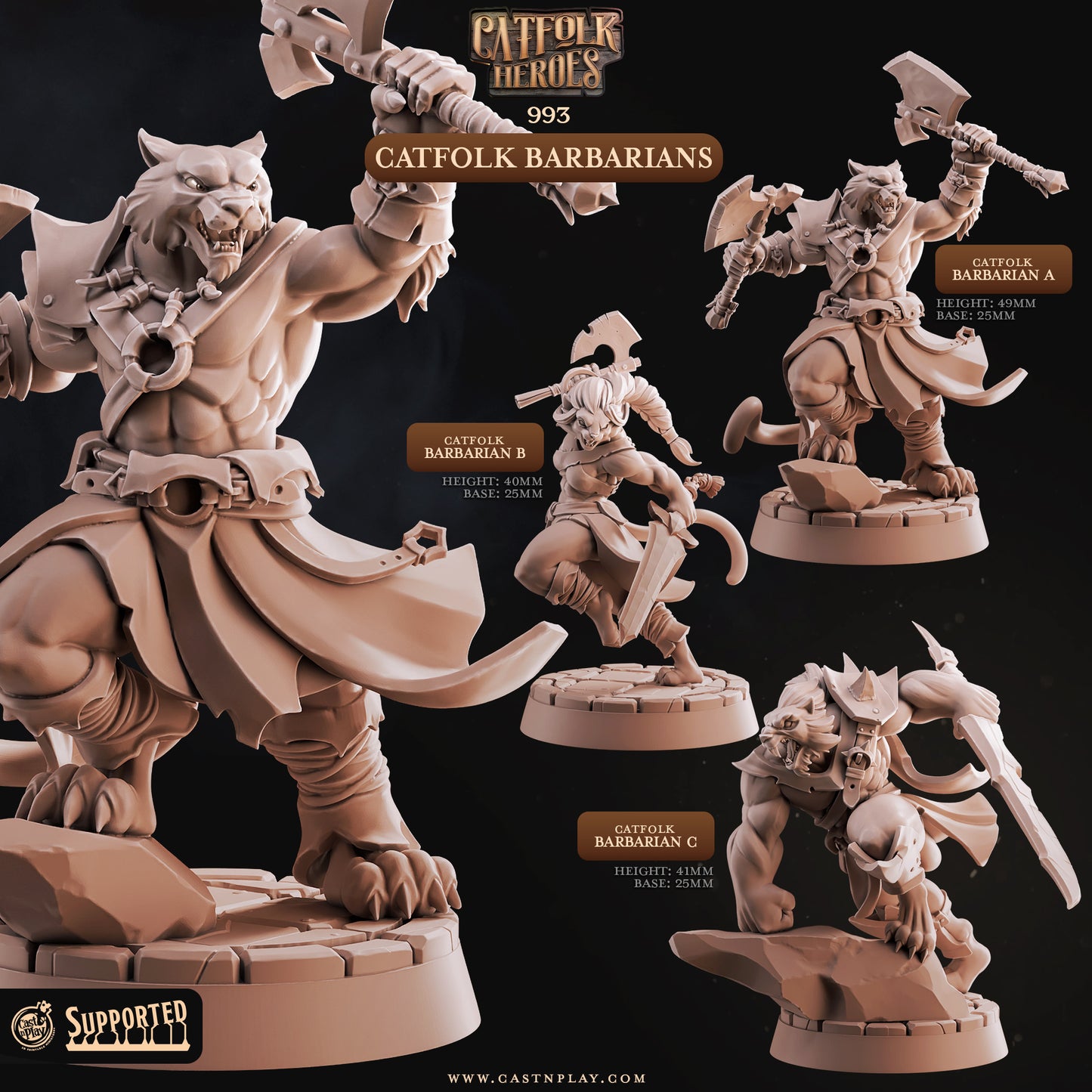 Cast 'n' Play 993: Catfolk Barbarians