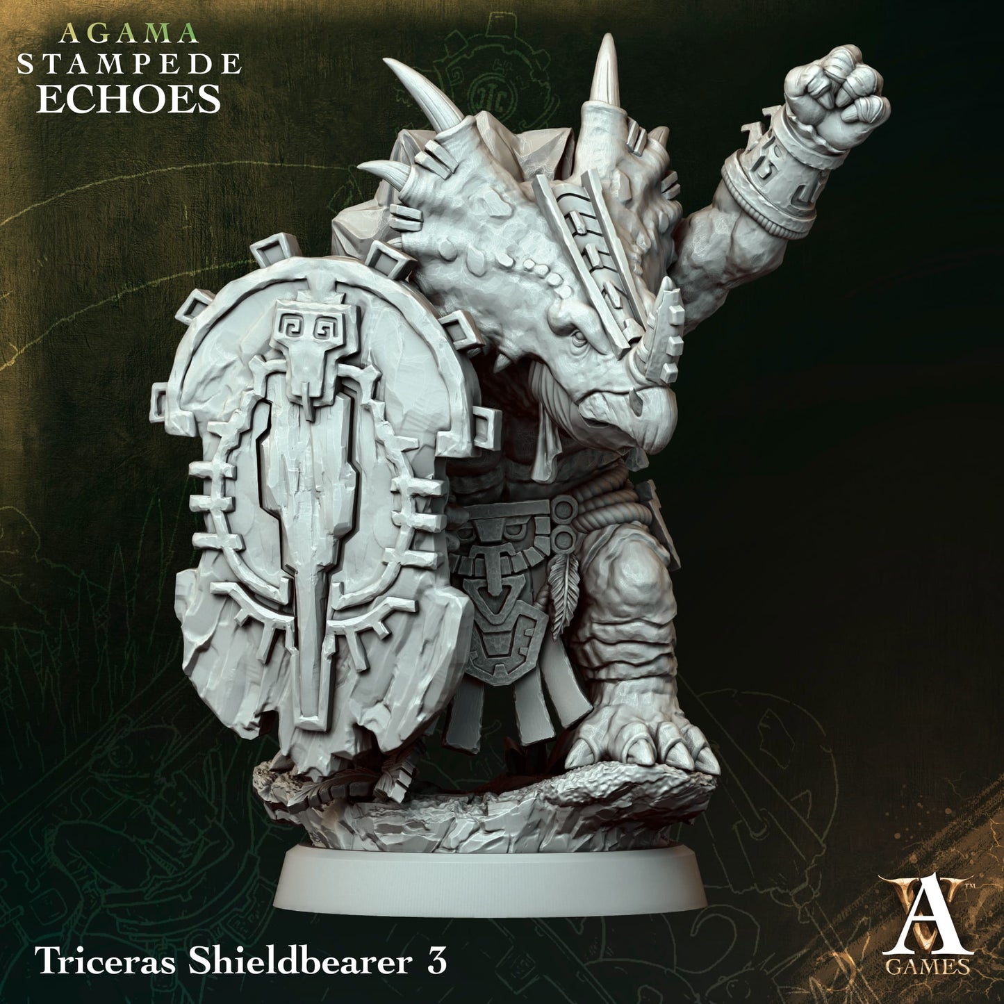 Archvillain Games - Agmar: Stampede Echoes - Triceras Shieldbearer