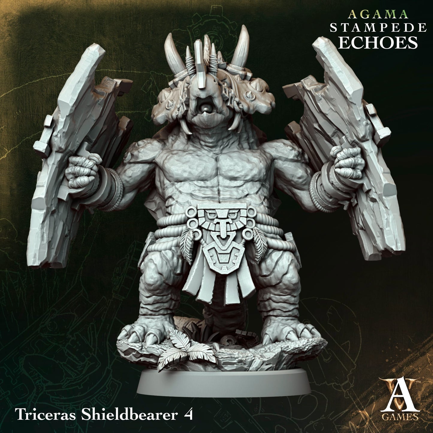 Archvillain Games - Agmar: Stampede Echoes - Triceras Shieldbearer