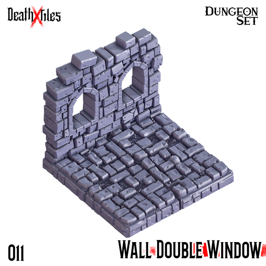 DeathXTiles - Dungeon Tile 011 Wall with Double Window