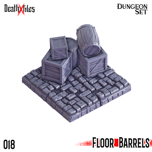 DeathXTiles - Dungeon Tile 018 Floor with Barrels