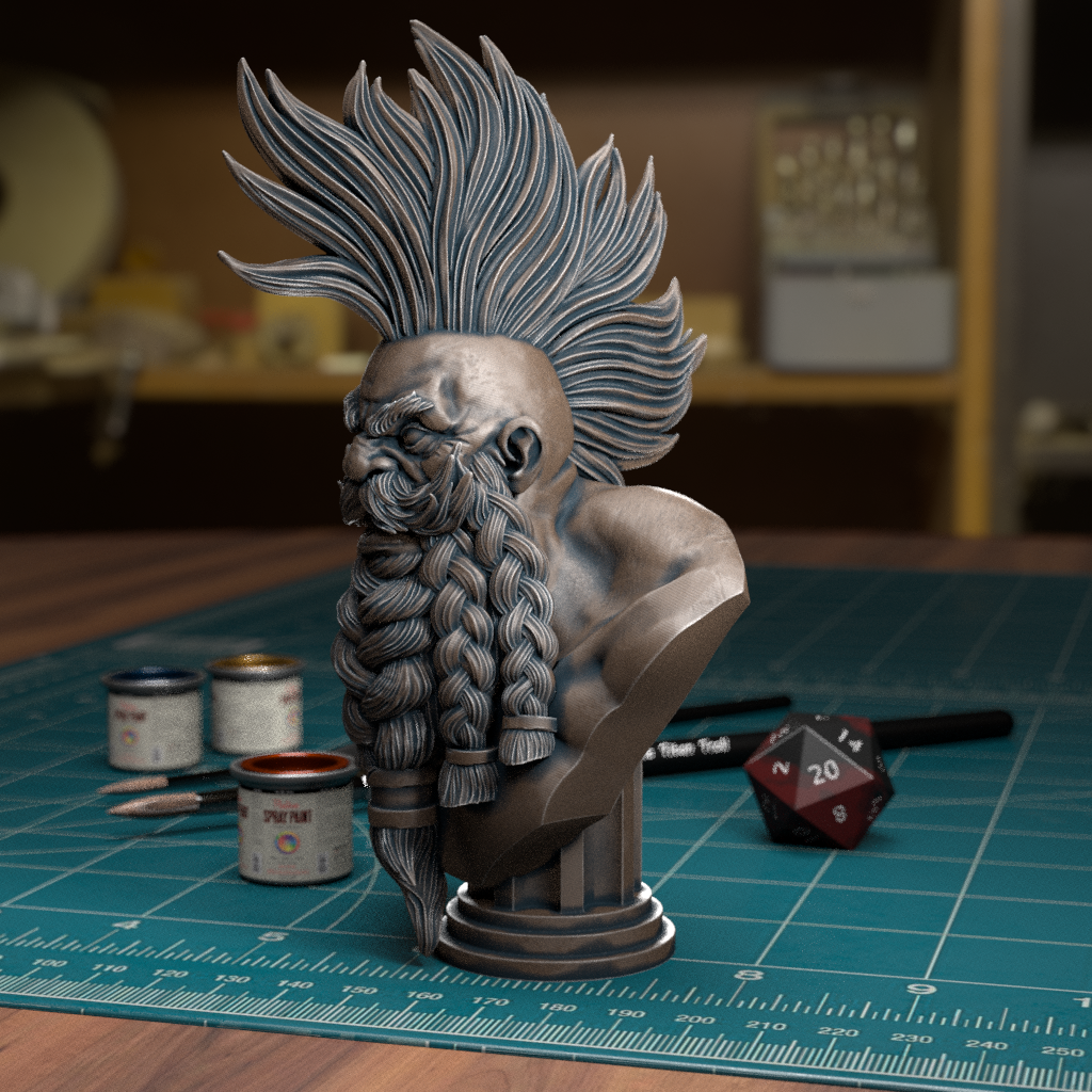 TytanTroll Miniatures: Mohawk Dwarf Bust-Bust-Ashdown Gaming