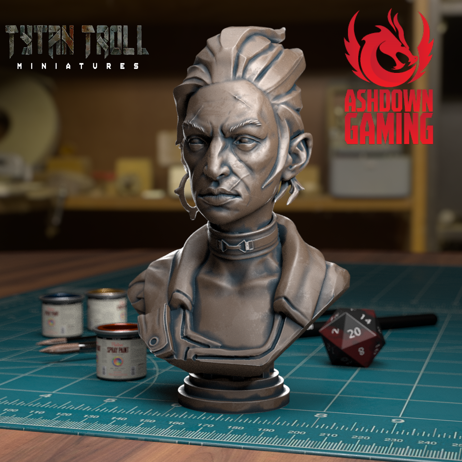 TytanTroll Miniatures: Female Gang Leader Bust-Bust-Ashdown Gaming