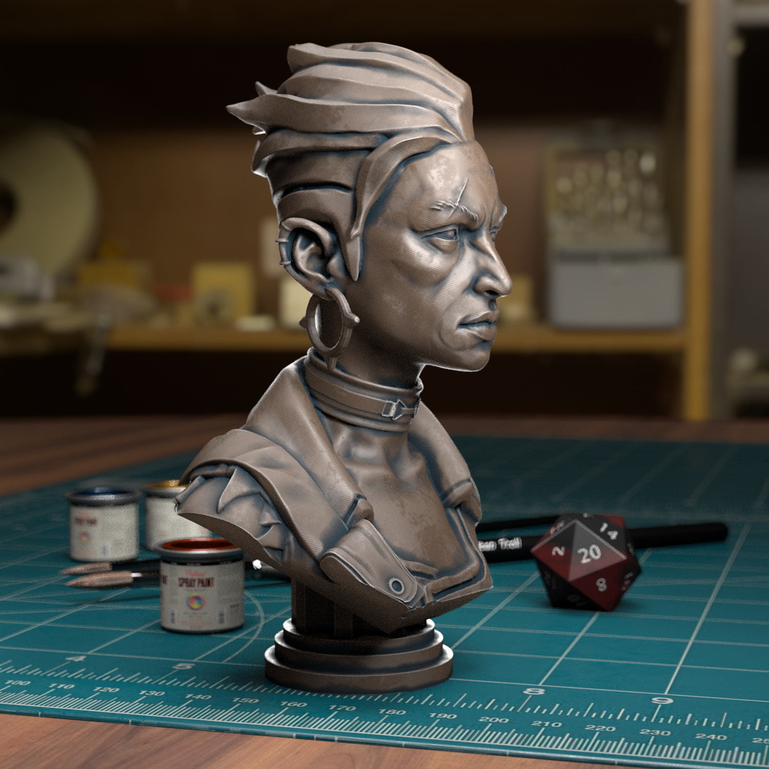 TytanTroll Miniatures: Female Gang Leader Bust-Bust-Ashdown Gaming