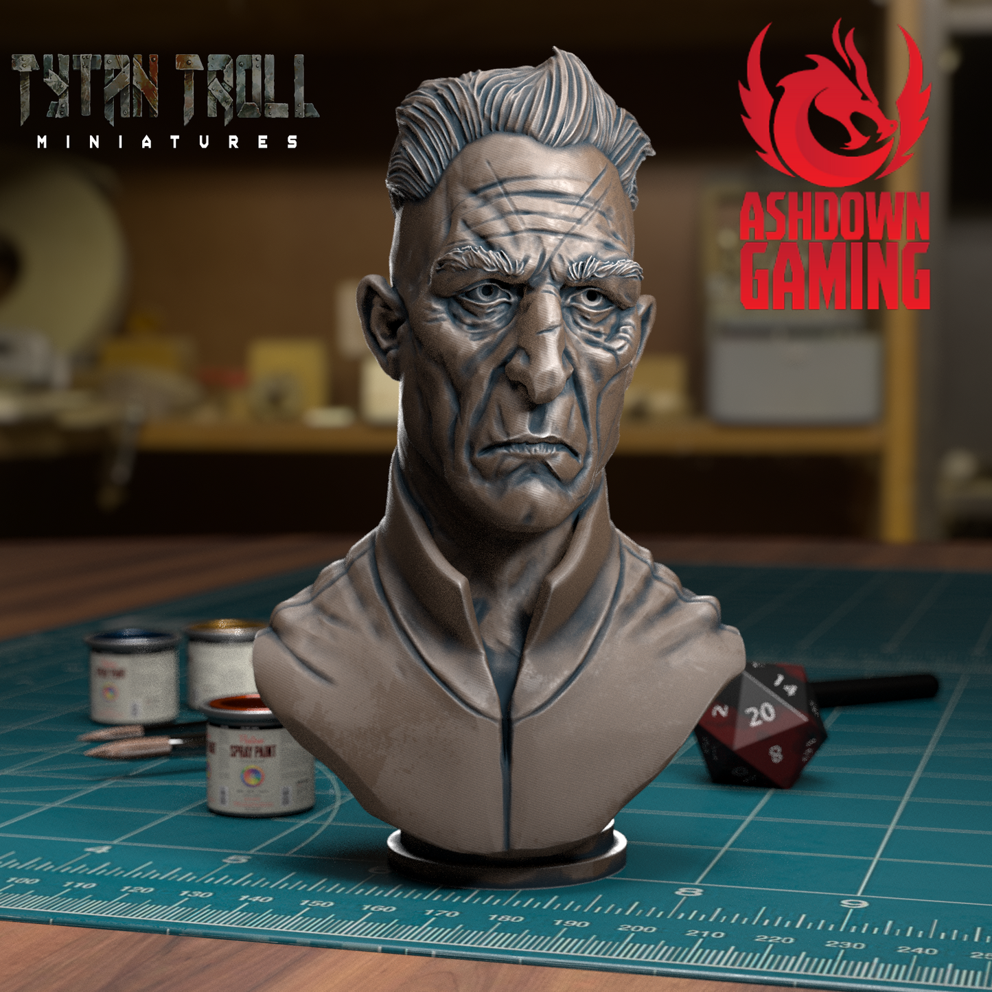 TytanTroll Miniatures: Old Man Bust-Bust-Ashdown Gaming