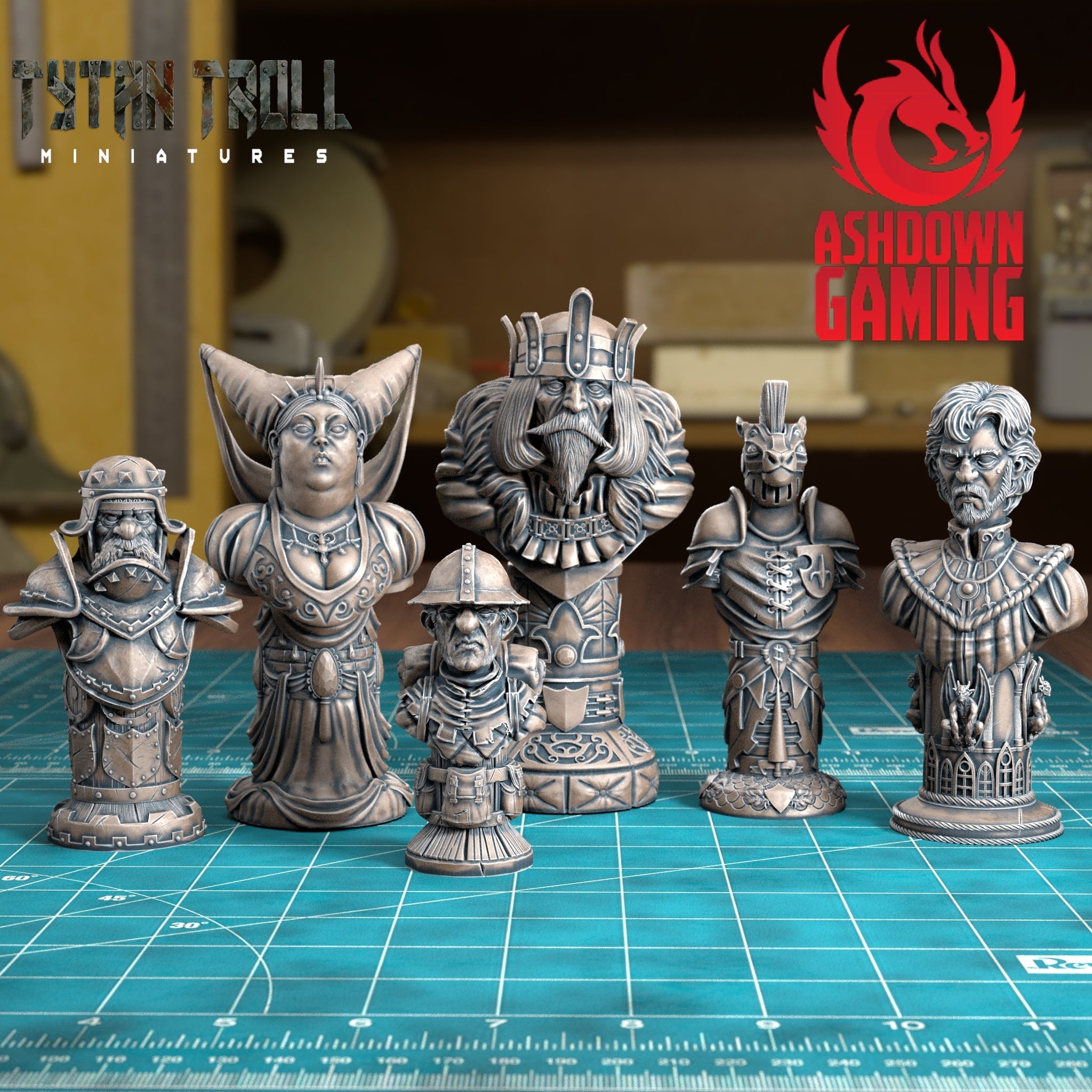 Human Chess set 3d printed in shops Resin 32 peices Titan Troll Minitures