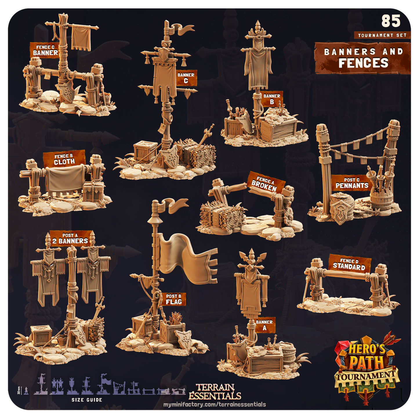 Terrain Essentials 085 - Medieval Tournament: Banners and Fences